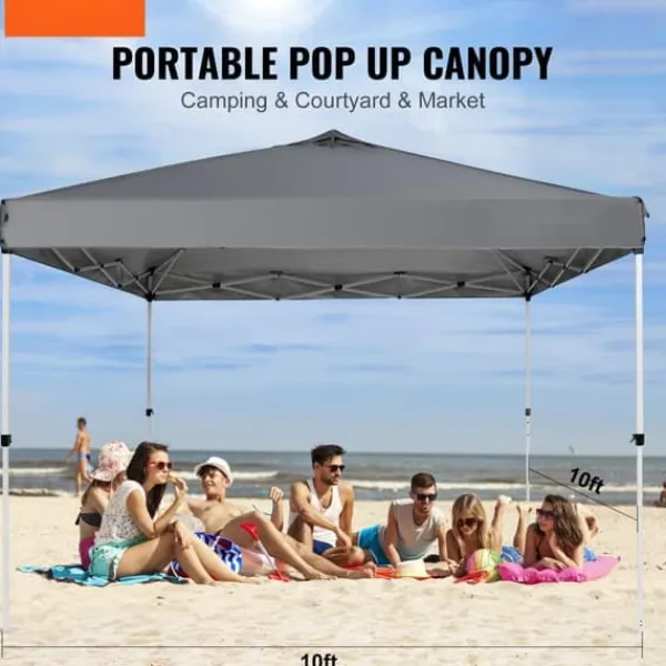 Hot Pop Up Canopy Partytält 10x10 fot med bärväska för camping, mörkgrått och lätt att transportera. Tält & Lusthus