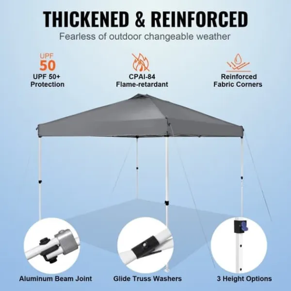 Hot Pop Up Canopy Partytält 10x10 fot med bärväska för camping, mörkgrått och lätt att transportera. Tält & Lusthus