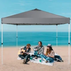 Hot Pop Up Canopy Partytält 10x10 fot med bärväska för camping, mörkgrått och lätt att transportera. Tält & Lusthus