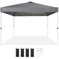 Hot Pop Up Canopy Partytält 10x10 fot med bärväska för camping, mörkgrått och lätt att transportera. Tält & Lusthus