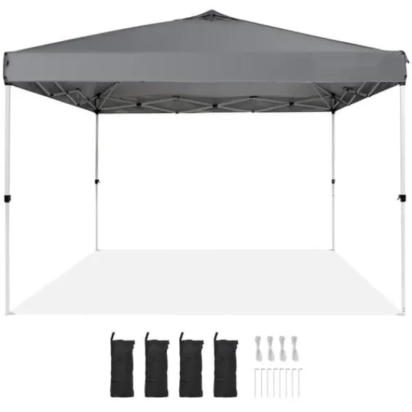 Hot Pop Up Canopy Partytält 10x10 fot med bärväska för camping, mörkgrått och lätt att transportera. Tält & Lusthus