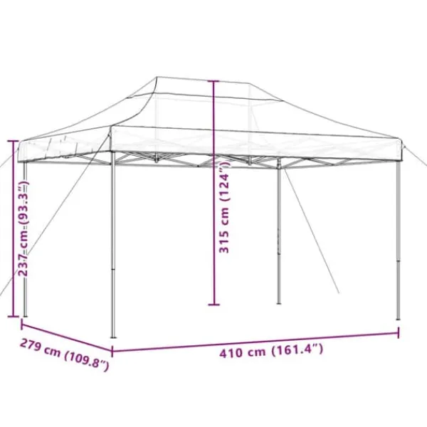 Discount Pop-Up hopfällbart partytält 410x279x315 cm | Färg: Brun | För utomhusevent och fester Tält & Lusthus