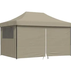 vidaXL Pop-Up hopfällbart partytält med 4 sidoväggar taupe