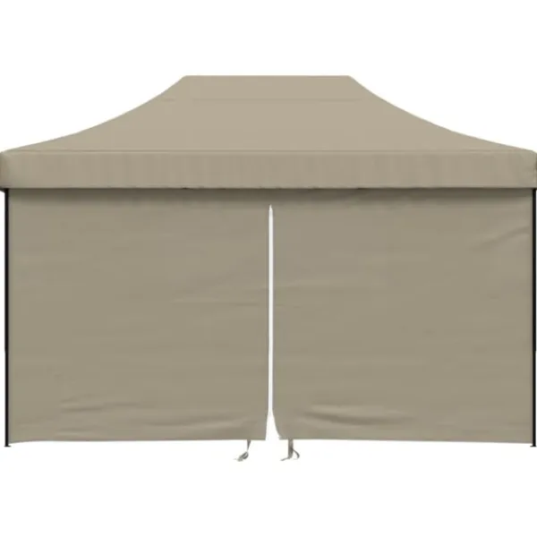 vidaXL Pop-Up hopfällbart partytält med 4 sidoväggar taupe