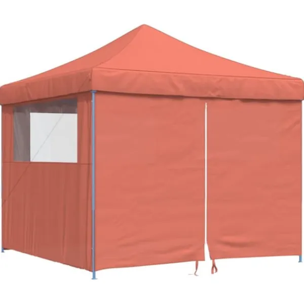 vidaXL Pop-Up hopfällbart partytält med 4 sidoväggar terrakotta
