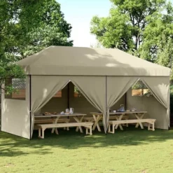 Hot Pop-Up hopfällbart partytält med 4 sidoväggar taupe Tält & Lusthus