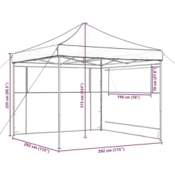 Pop-Up hopfällbart partytält med sidoväggar | Färg: Brun | Storlek: Standard Tält & Lusthus