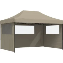Outlet Pop-Up hopfällbart partytält med 3 sidoväggar - Utomhustält | Färg: Taupe | Storlek: Standard Tält & Lusthus