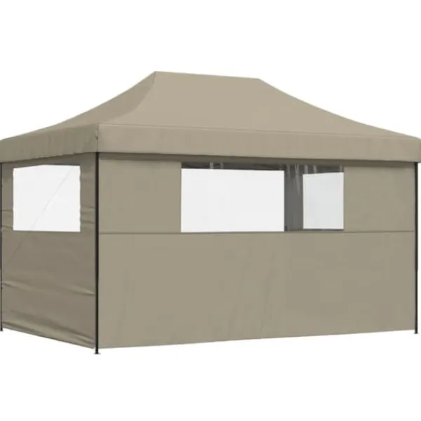 Outlet Pop-Up hopfällbart partytält med 3 sidoväggar - Utomhustält | Färg: Taupe | Storlek: Standard Tält & Lusthus