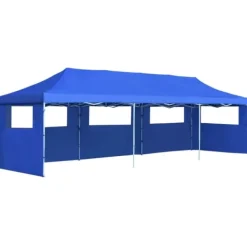 Outlet Pop-Up hopfällbart partytält med 5 sidoväggar blå 3x9 m Tält & Lusthus