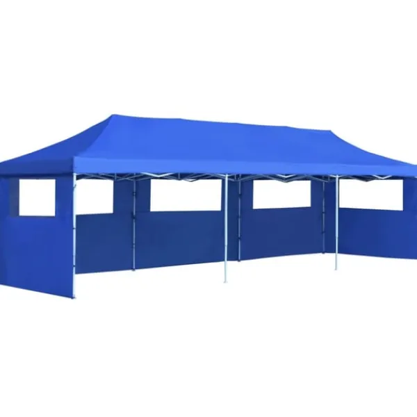 Outlet Pop-Up hopfällbart partytält med 5 sidoväggar blå 3x9 m Tält & Lusthus
