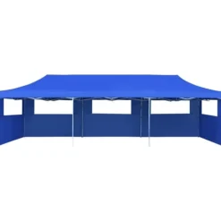 Outlet Pop-Up hopfällbart partytält med 5 sidoväggar blå 3x9 m Tält & Lusthus