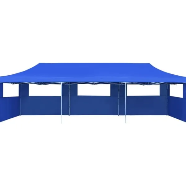 Outlet Pop-Up hopfällbart partytält med 5 sidoväggar blå 3x9 m Tält & Lusthus