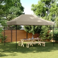 Pop-Up hopfällbart partytält 410x279x315 cm taupe Tält & Lusthus
