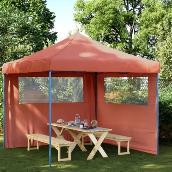 Online Pop-Up hopfällbart partytält med 2 sidoväggar terrakotta Tält & Lusthus