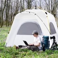Pop-up kupoltält 4 pers, lätt & stabilt, UV50+, krokar, dörr/fönster, 1000 mm vattenpelare