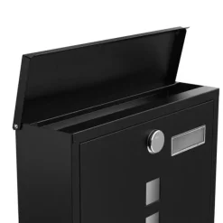 Postbox, väggmonterad brevlåda, lås med kopparkärna, tidningshållare, visningsfönster och namnskylt, enkel att installera, svart