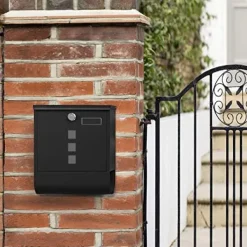 Outlet Postlåda - Rostfritt stål Postlåda - väggvänd - Tidningsfack - Plats med kopparlåscylinder Postlådor & Brevlådor