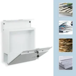 Clearance Postlåda med tidningshållare, 38x37x12 cm, Metall Postlådor & Brevlådor