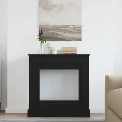 Hot Öppen spis infattning i svart ek med hylla – Dekorativ & lättskött | Storlek: 90x30x90 cm Öppna Spisar