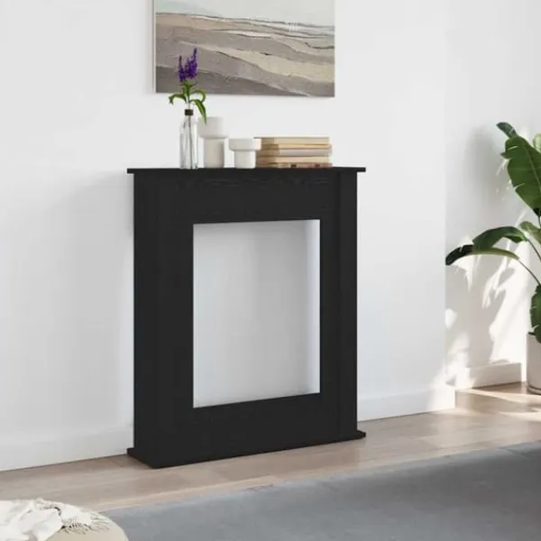 Best Öppen spis infattning svart ek 75x20x87,5 cm konstruerat trä Öppna Spisar