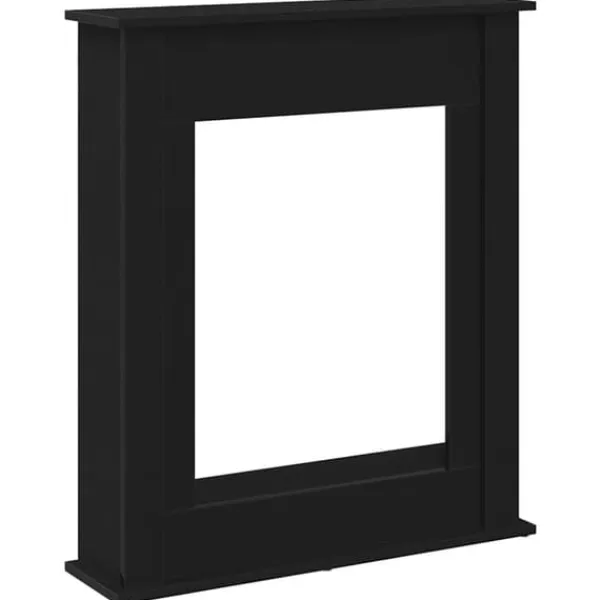 Best Öppen spis infattning svart ek 75x20x87,5 cm konstruerat trä Öppna Spisar