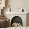 Best Öppen spis mantel med trähylla 72, vit, flytande vardagsrum mantelhylla, elegant design för inredning och mysig atmosfär Öppna Spisar
