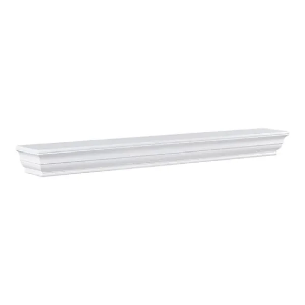 Best Öppen spis mantel med trähylla 72, vit, flytande vardagsrum mantelhylla, elegant design för inredning och mysig atmosfär Öppna Spisar