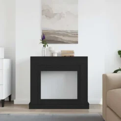 Öppen spisinsats i svart ek - Dekorativ spiselkrans för LED-låga | Färg: Svart | Storlek: 100x30x87,5 cm
