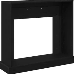 Öppen spisinsats i svart ek - Dekorativ spiselkrans för LED-låga | Färg: Svart | Storlek: 100x30x87,5 cm