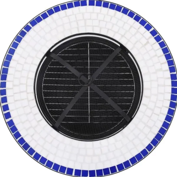 Öppna spisar - Living Eldfat med mosaikbord blå och vit 68 cm keramik Öppna Spisar