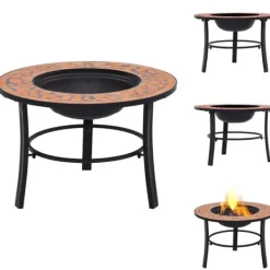 Clearance Öppna spisar - Living Eldfat med mosaik terrakotta 68cm keramik Öppna Spisar