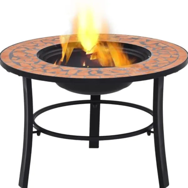Clearance Öppna spisar - Living Eldfat med mosaik terrakotta 68cm keramik Öppna Spisar