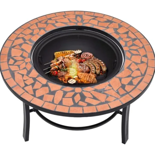 Clearance Öppna spisar - Living Eldfat med mosaik terrakotta 68cm keramik Öppna Spisar