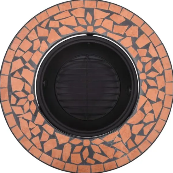 Clearance Öppna spisar - Living Eldfat med mosaik terrakotta 68cm keramik Öppna Spisar