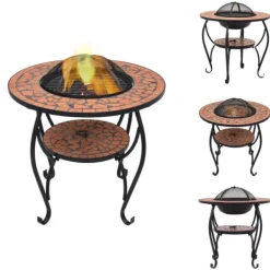 Sale Öppna spisar - Living Eldfat med mosaikbord terrakotta 68 cm keramik Öppna Spisar