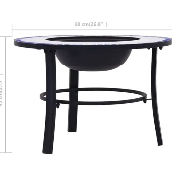 Hot Öppna spisar - Living Eldfat med mosaik blå och vit 68cm keramik Öppna Spisar