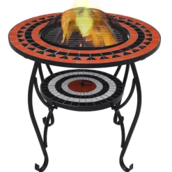 Best Öppna spisar - Living Eldfat med mosaikbord terrakotta och vit 68 cm keramik Öppna Spisar