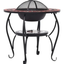 Best Öppna spisar - Living Eldfat med mosaikbord terrakotta och vit 68 cm keramik Öppna Spisar