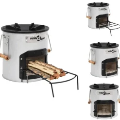 Discount Öppna spisar - Living Vedeldad campingspis silver 45x25x26 cm stål Öppna Spisar