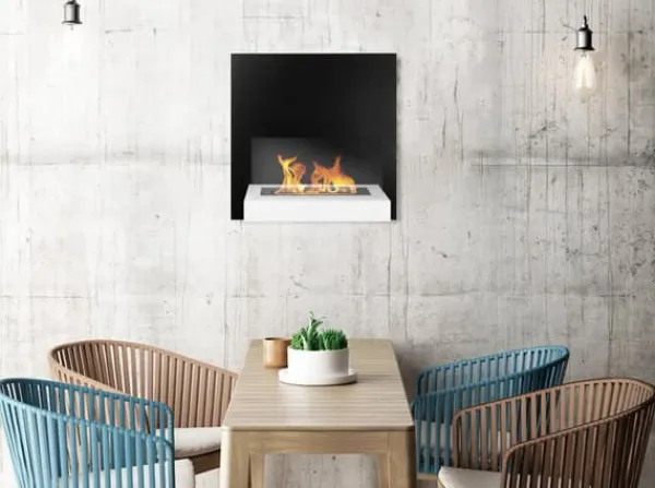 Discount Öppna spisar Bio-eldplats BOARD väggmonterad biokamin 45 cm x 47 cm x 16,5 cm med glas kan användas som skrivtavla svartvit ekologisk eldstad Öppna Spisar