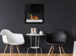 Discount Öppna spisar Bio-eldplats BOARD väggmonterad biokamin 45 cm x 47 cm x 16,5 cm med glas kan användas som skrivtavla svartvit ekologisk eldstad Öppna Spisar