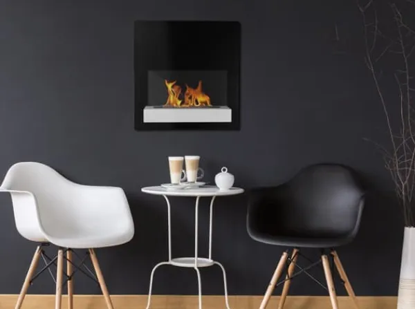 Discount Öppna spisar Bio-eldplats BOARD väggmonterad biokamin 45 cm x 47 cm x 16,5 cm med glas kan användas som skrivtavla svartvit ekologisk eldstad Öppna Spisar
