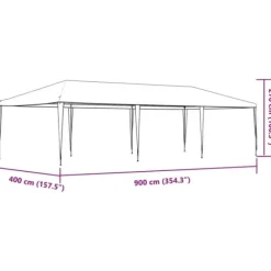 New Professionellt partytält 4x9 m - UV- och vattentåligt | Färg: Antracit | Material: 90 g/m² Tält & Lusthus