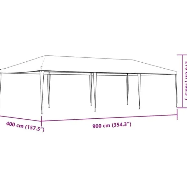 New Professionellt partytält 4x9 m - UV- och vattentåligt | Färg: Antracit | Material: 90 g/m² Tält & Lusthus