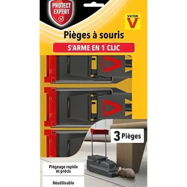 New PROTECT EXPERT SOUTRAP3 Musfällor - 3 plastdämpare - Snabba, exakta och lätta att använda, färglösa, One Size Skadedjursfällor