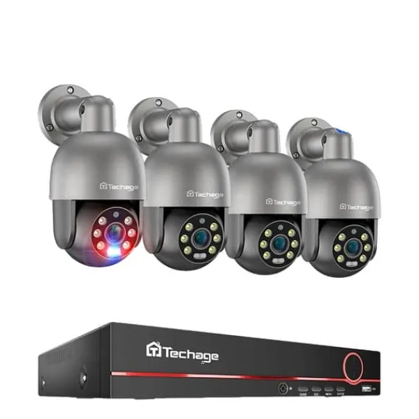 PTZ Säkerhetskamerasystem, AI-människodetektering, tvåvägsljud,Ingen, 8CH NVR 4st Kamera 5MP