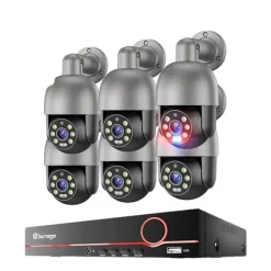 PTZ-kamerasystem, 8-kanal, fullfärgs nattseende,2T, 8CH NVR 6 Kamera 5MP