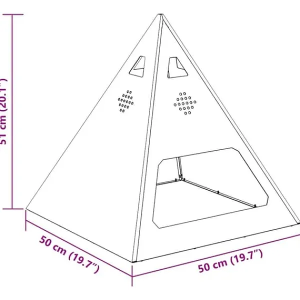 Sale Pyramidformad eldstad i väderbeständigt stål | Storlek: 50x50x51 cm | Färg: Stålgrå Öppna Spisar