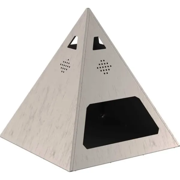 Sale Pyramidformad eldstad i väderbeständigt stål | Storlek: 50x50x51 cm | Färg: Stålgrå Öppna Spisar